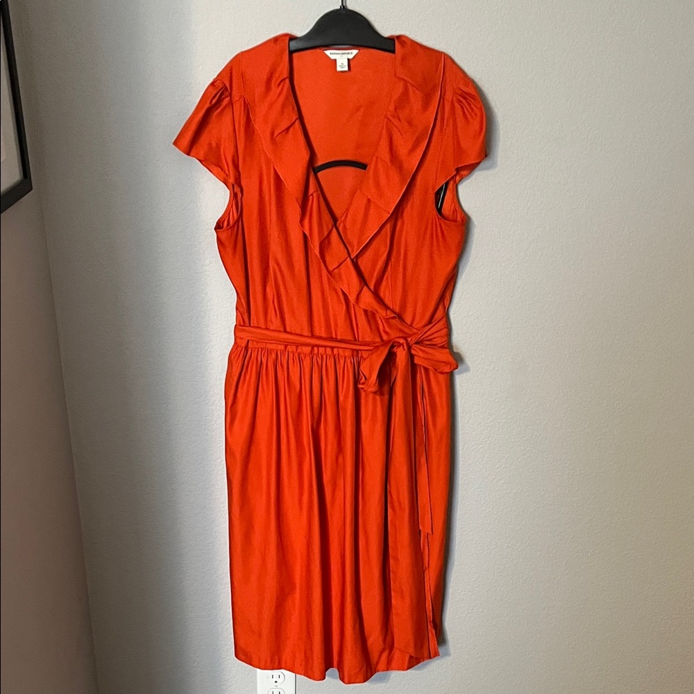 Banana Republic Bold Orange Wrap Midi Dress